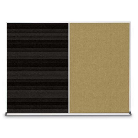 United Visual Products Triple Door Radius Corkboard, 96"X48", B UV8006-BLACK-KEYLIME